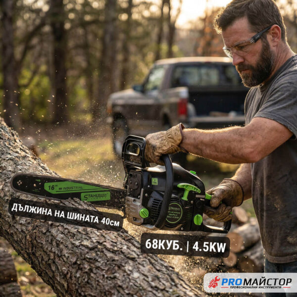 БЕНЗИНОВА РЕЗАЧКА ЗА ДЪРВА 68КУБ. 4.5KW STAHLMAYER 40СМ ШИНА