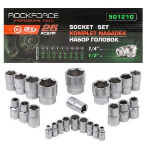 Комплект вложки 25 части 1/4″&1/2″ (4-32mm)  ROCKFORCE