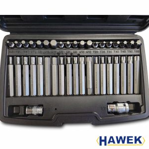 Комплект битове-накрайници 4401new , Hex, XZN и Torx, 1/2″, 3/8″, 40 броя HAWEK