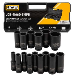 Дълбоки ударни вложки комплект 6-стенни 15части (10-36мм) JCB