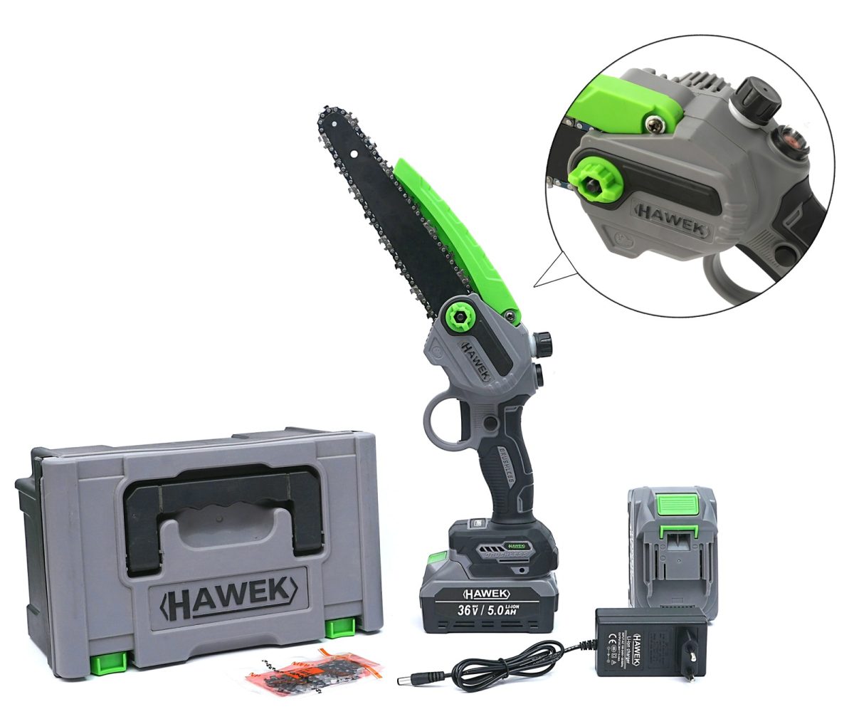 АКУМУЛАТОРЕН МИНИ ВЕРИЖЕН ТРИОН РЕЗАЧКА HAWEK 36V 5AH С 2 БАТЕРИИ И + ДОПЪЛНИТЕЛНА ВЕРИГА - Image 2
