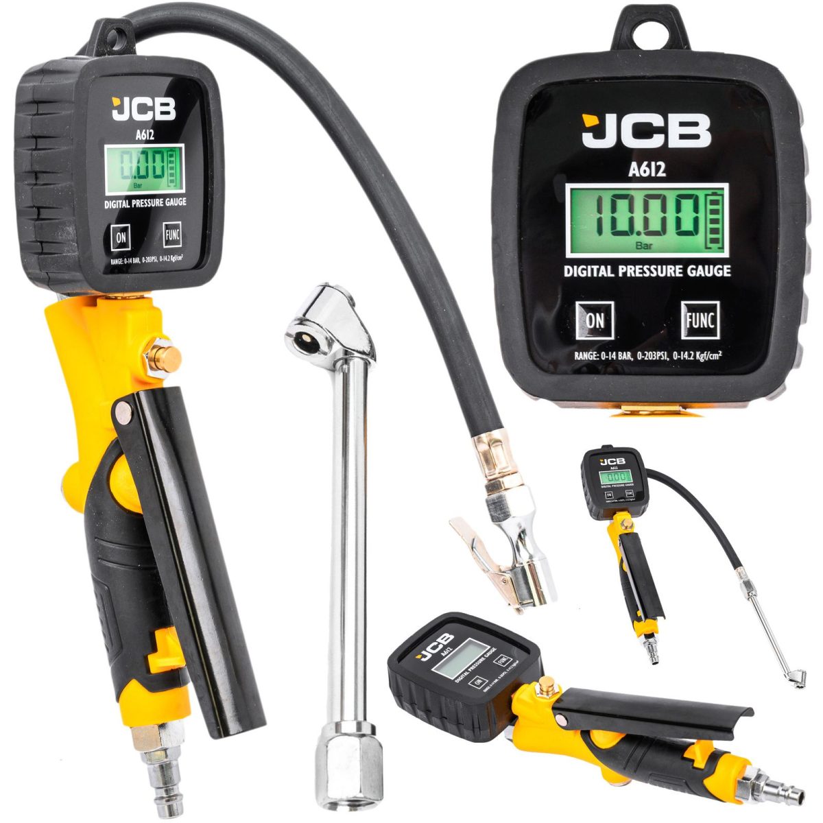 Пистолет за помпане на гуми с дигитален манометър LCD дисплей JCB - Image 6