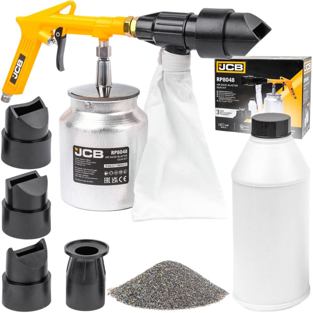 Пневматичен Пясъкоструен пистолет 1л с 4 дюзи JCB - Image 2