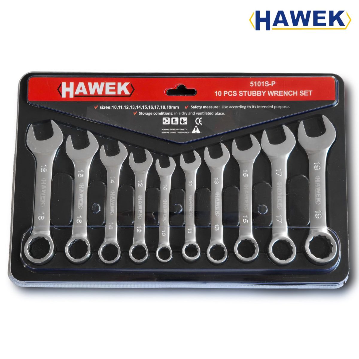 Комплект къси звездогаечни ключове 10-19 мм HAWEK - Image 1