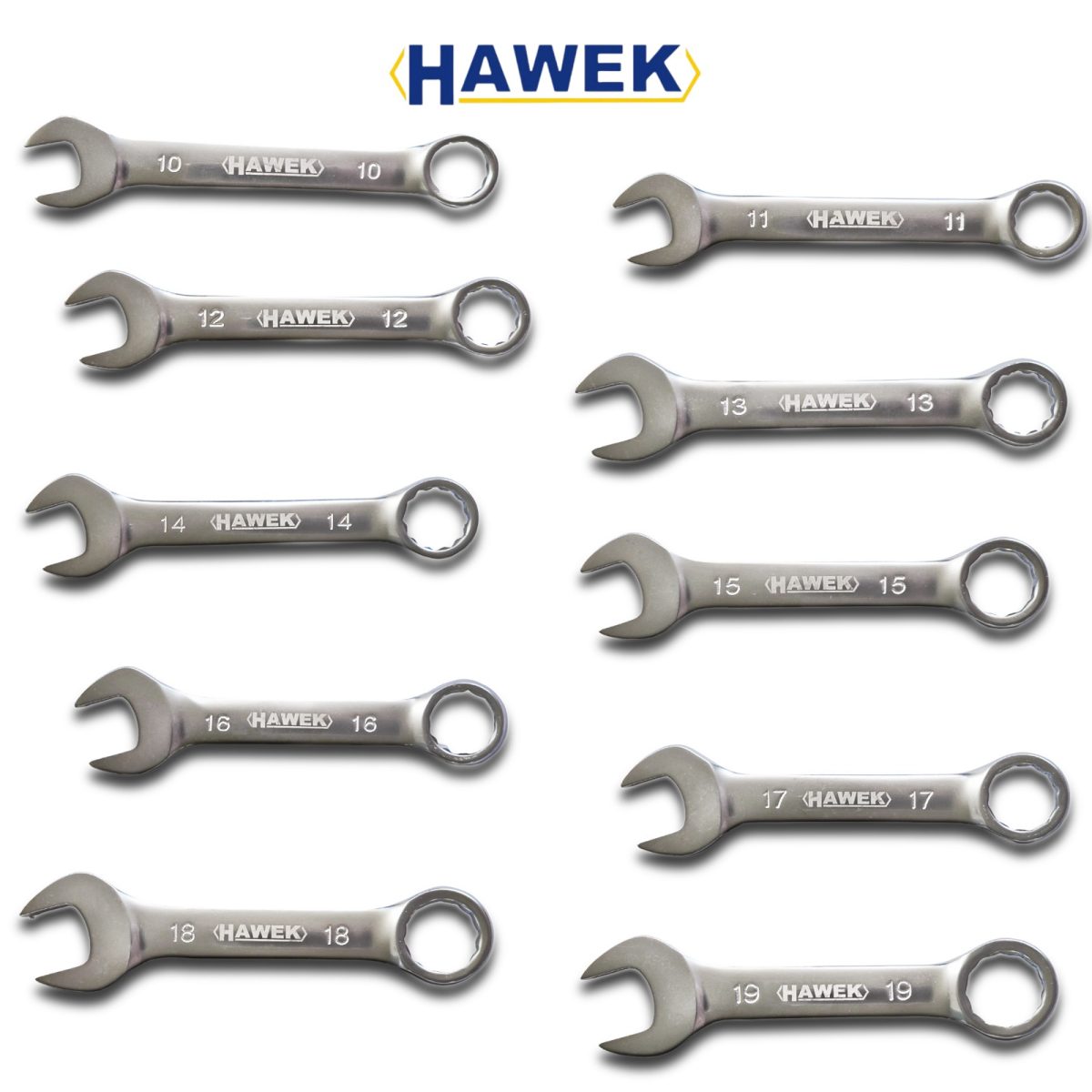 Комплект къси звездогаечни ключове 10-19 мм HAWEK - Image 2