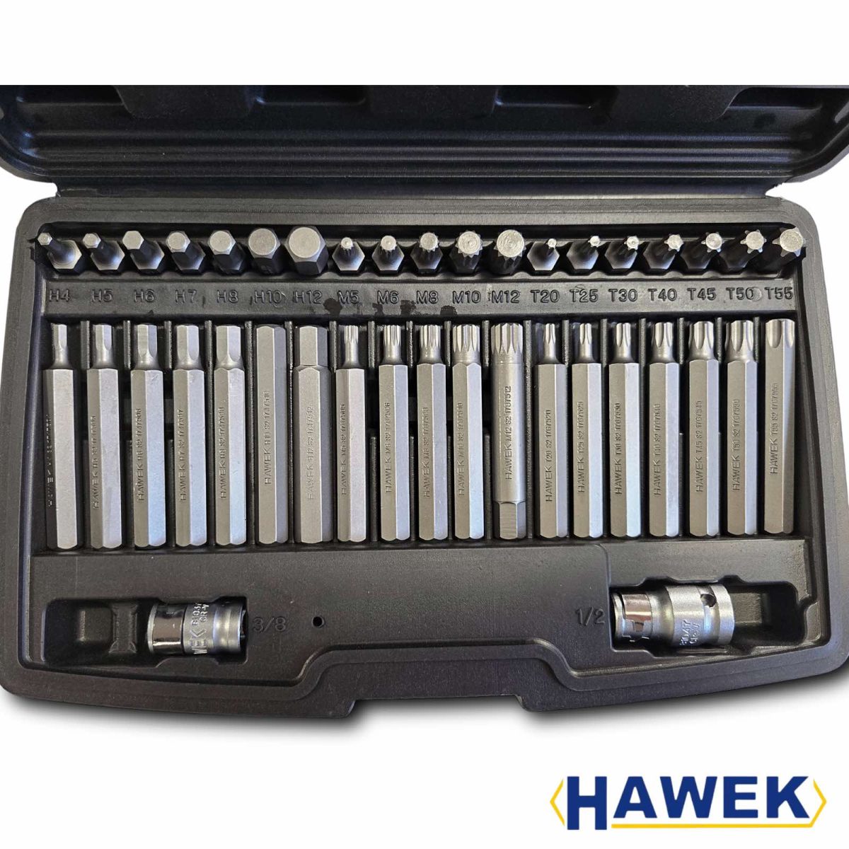 Комплект битове-накрайници 4401new , Hex, XZN и Torx, 1/2", 3/8", 40 броя HAWEK - Image 2
