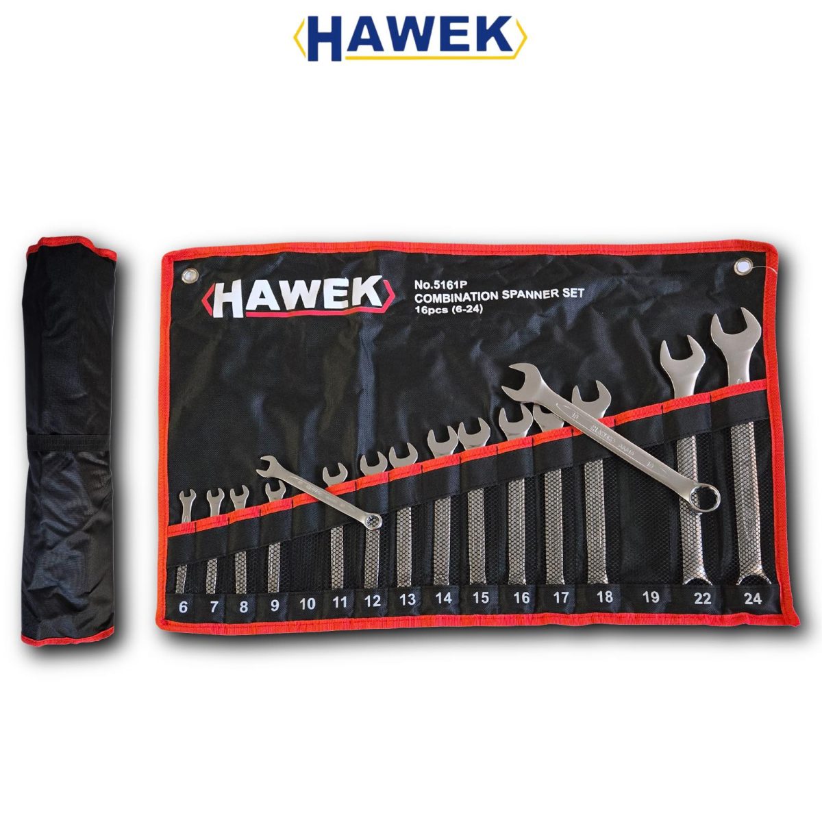 Професионален комплект звездогаечни ключове 16части (6-24мм) HAWEK - Image 1