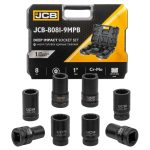 Комплект дълбоки ударни вложки 12-стенни 1" (22 – 41мм) 8 части JCB