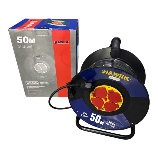 Удължител на макара с кабел 50 м HAWEK