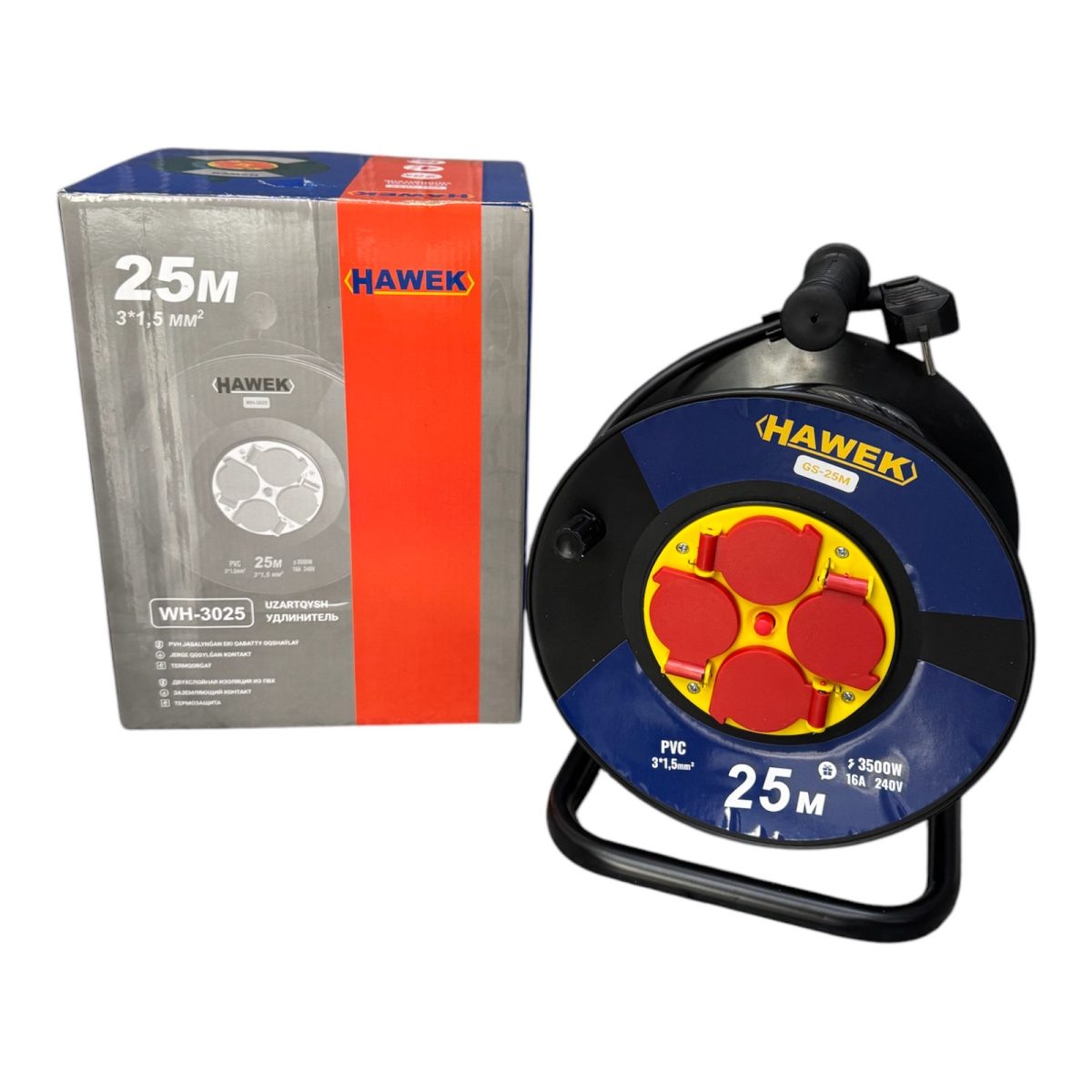 Удължител на макара с кабел 25 м HAWEK - Image 1