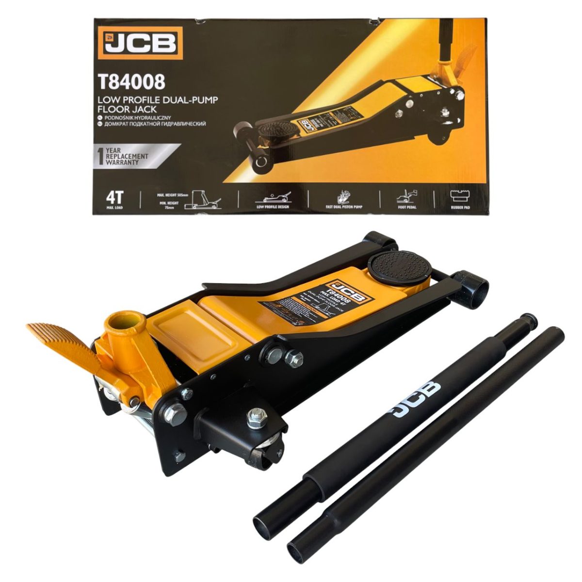 Нископрофилен крик крокодил 4 тона с две помпи и педал 75 - 505мм JCB - Image 1