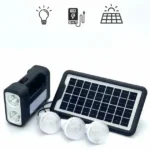 Комплект соларна система фенер 3 led крушки соларен панел акумулаторна батерия