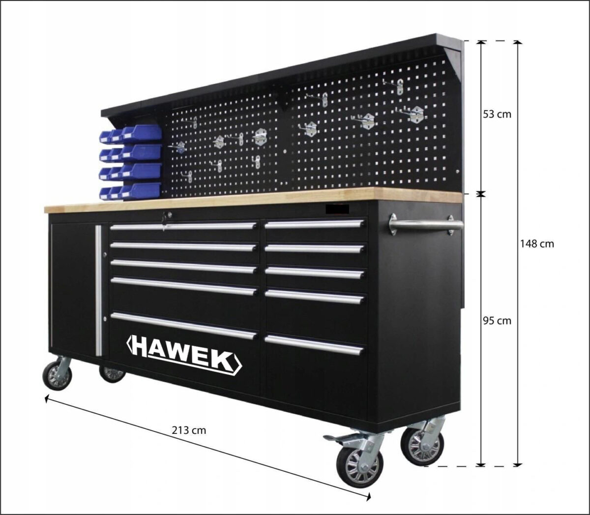Шкаф за инструменти с дървен плот HAWEK - Image 1