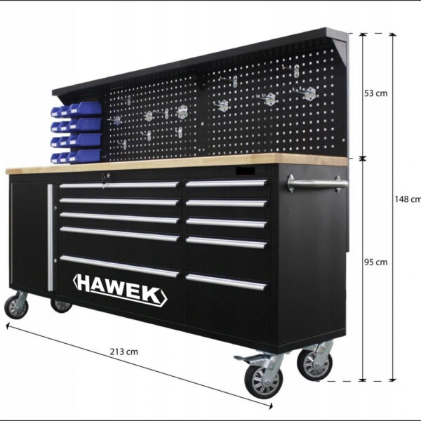 Шкаф за инструменти с дървен плот HAWEK