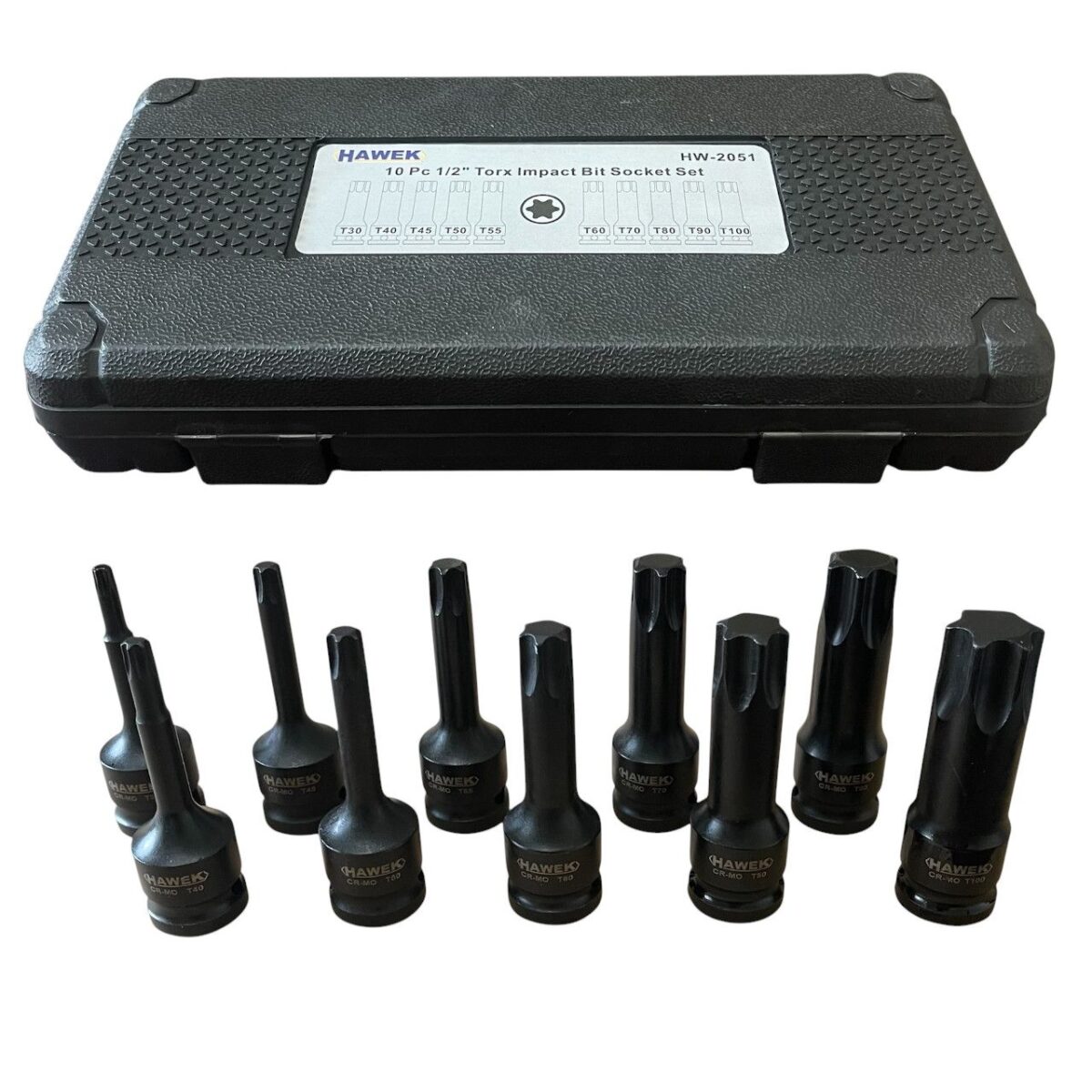 Комплект ударни битове 1/2 – торкс 10 части HAWEK - Image 1