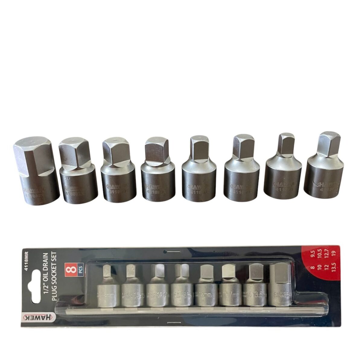 Ключ за КАРТЕР 8бр. 1/2“ 8-19мм релса HAWEK - Image 1