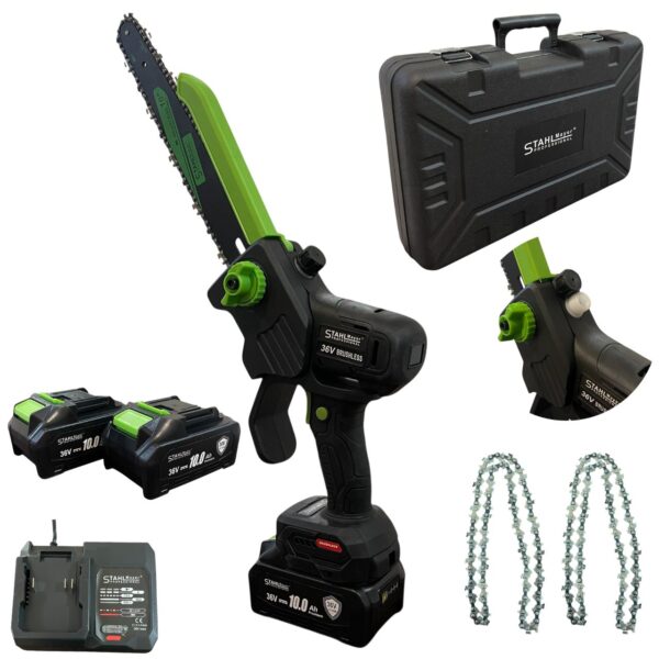 Акумулаторна резачка 36v 10ah с дисплей две батерии и 2 вериги – 30см шина STAHLMAYER