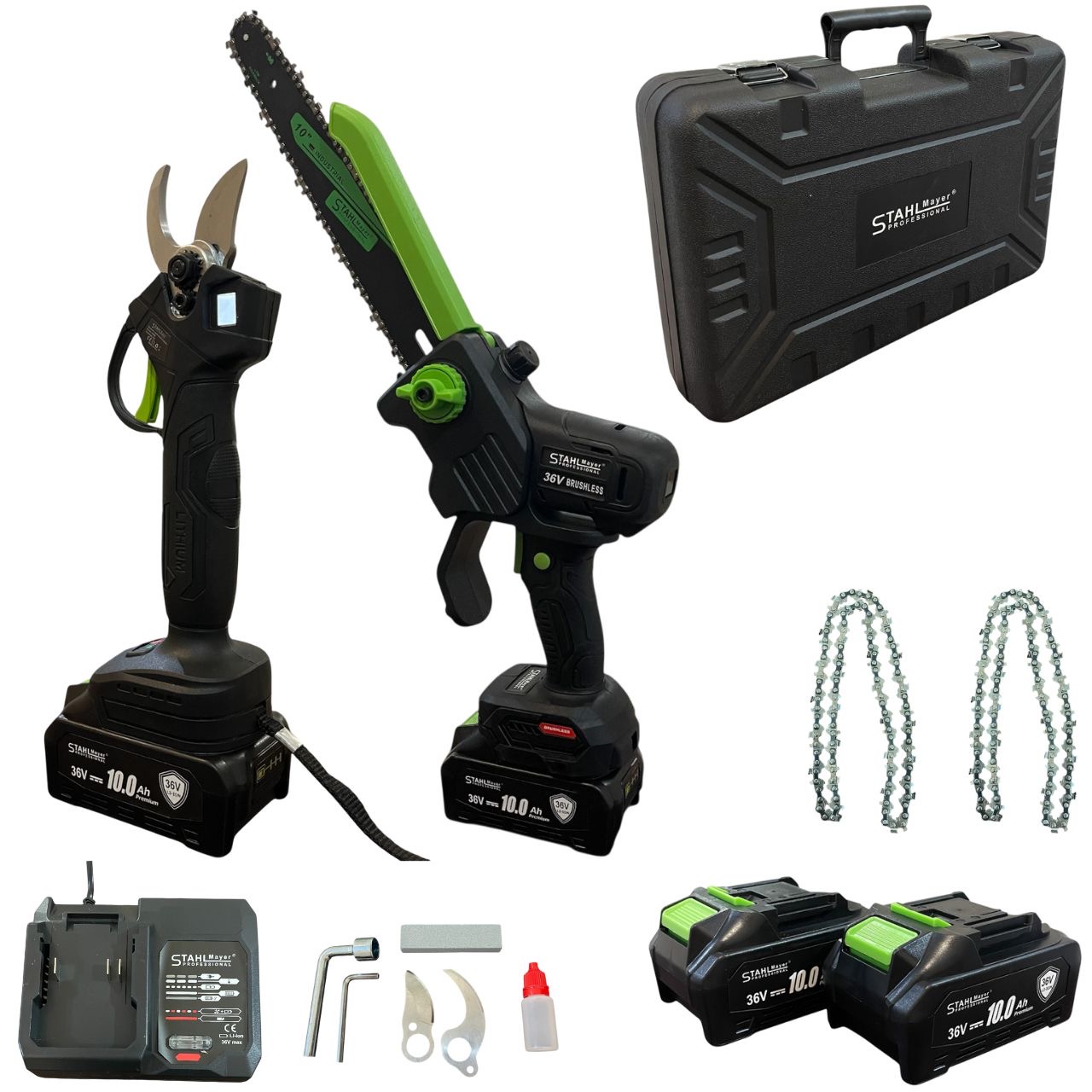 viber_изображение_2026-01-07_13-05-55-263 Комплект Акумулаторна Лозарска Ножица и Акумулаторен Трион StahlMayer 36V 10AH, LCD дисплей - Image 1