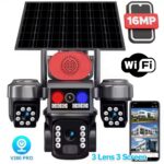 Соларна охранителна камера Sunvision – 16 MP 3 обектива аларма Wi-Fi