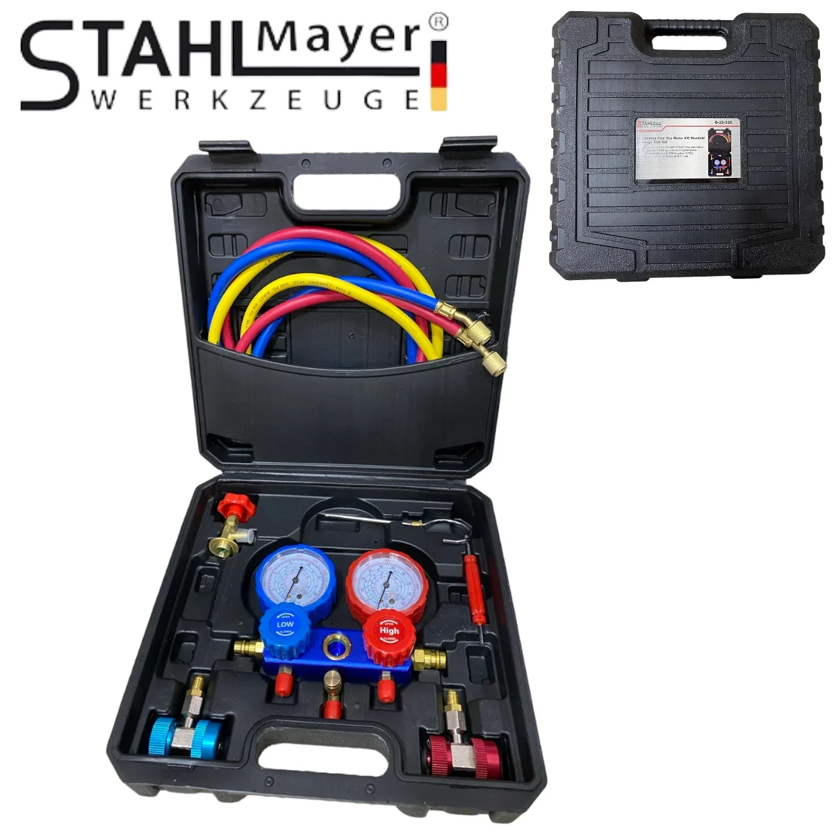 manometur-za-testvane-na-klimatici-stahlmayer-0 Комплект манометри за зареждане и тест на климатични системи STAHLMAYER - Image 1