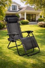 2 БРОЯ Градински Сгъваем Шезлонг с Поставка за Смартфони и Напитки - Image 2