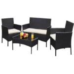 Ратанов Градински Комплект от 4 Части – Двоен Диван, Маса и 2 Фотьойла - Image 2