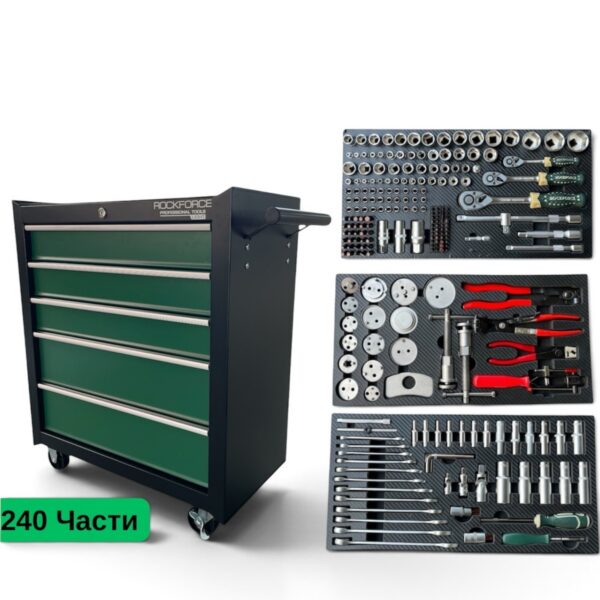 Шкаф с инструменти – 240 части, 5 чекмеджета ROCKFORCE